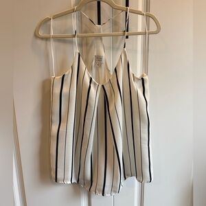 Striped White & Black Spaghetti Strap Tank